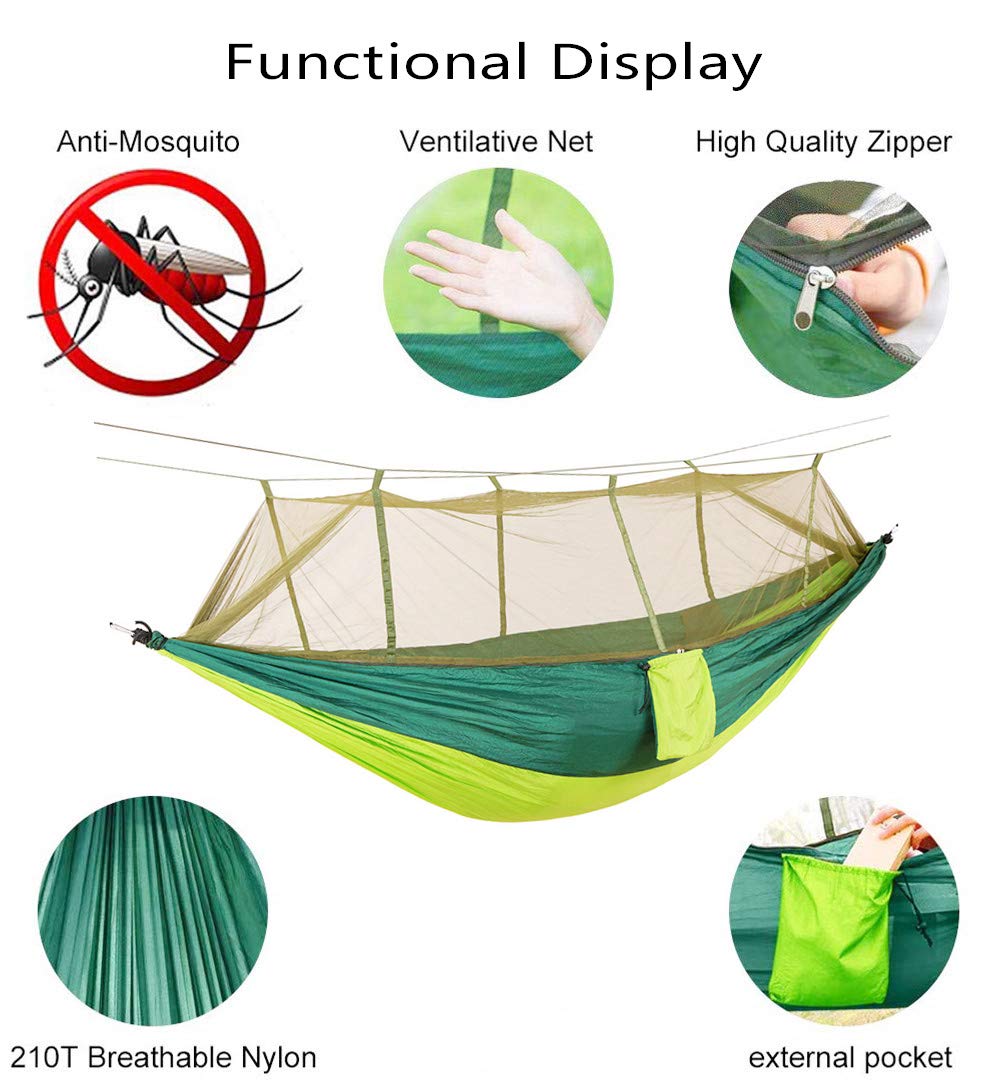 oleein Hamaca para Acampar con mosquitera de Viaje al Aire Libre Hamaca para Acampar Excursionismo Mochilero Picnic