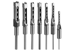 SAFERCCTV Square Hole Drill Bit, Steel Hardness Sharp Mortising Chisel Set 1/2-Inch, 1/4-Inch, 3/4inch, 3/8-Inch, 5/8-Inch, 5/16-Inch, 9/16-Inch Woodworking Mortiser Drill Bit-7pcs