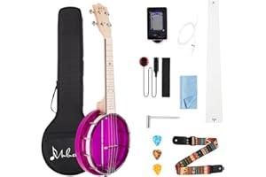 Mulucky 4 String Banjolele, Banjo Ukulele Concert Size 23 inch, Beginner Kit with Truss Rod Gig Bag Tuner String Strap Picks - BU80P