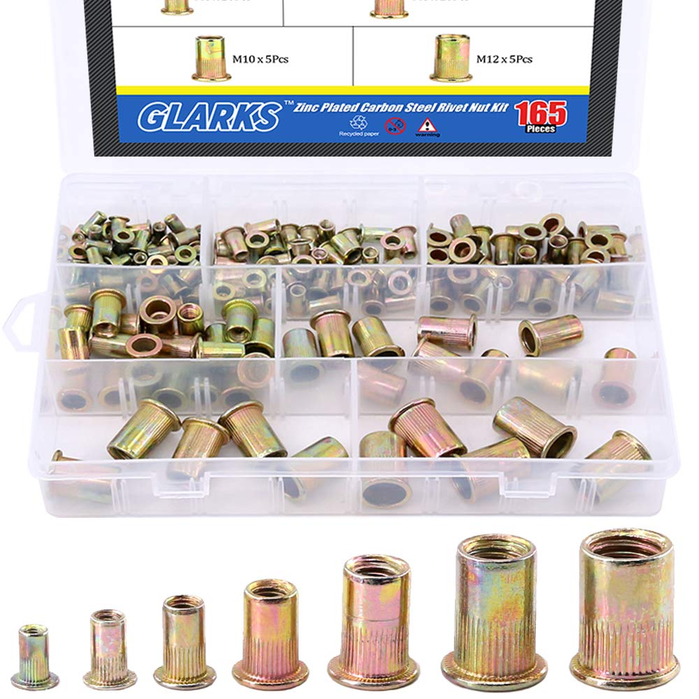 Home, Furniture & DIY 165pcs set Mixed Rivet Nut Tool Zinc Steel Rivnut