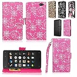 Cellularvilla Wallet Case for Amazon Fire Phone Pu Leather Wallet Card Flip Open Pocket Case Cover Pouch (Pink Glitter)