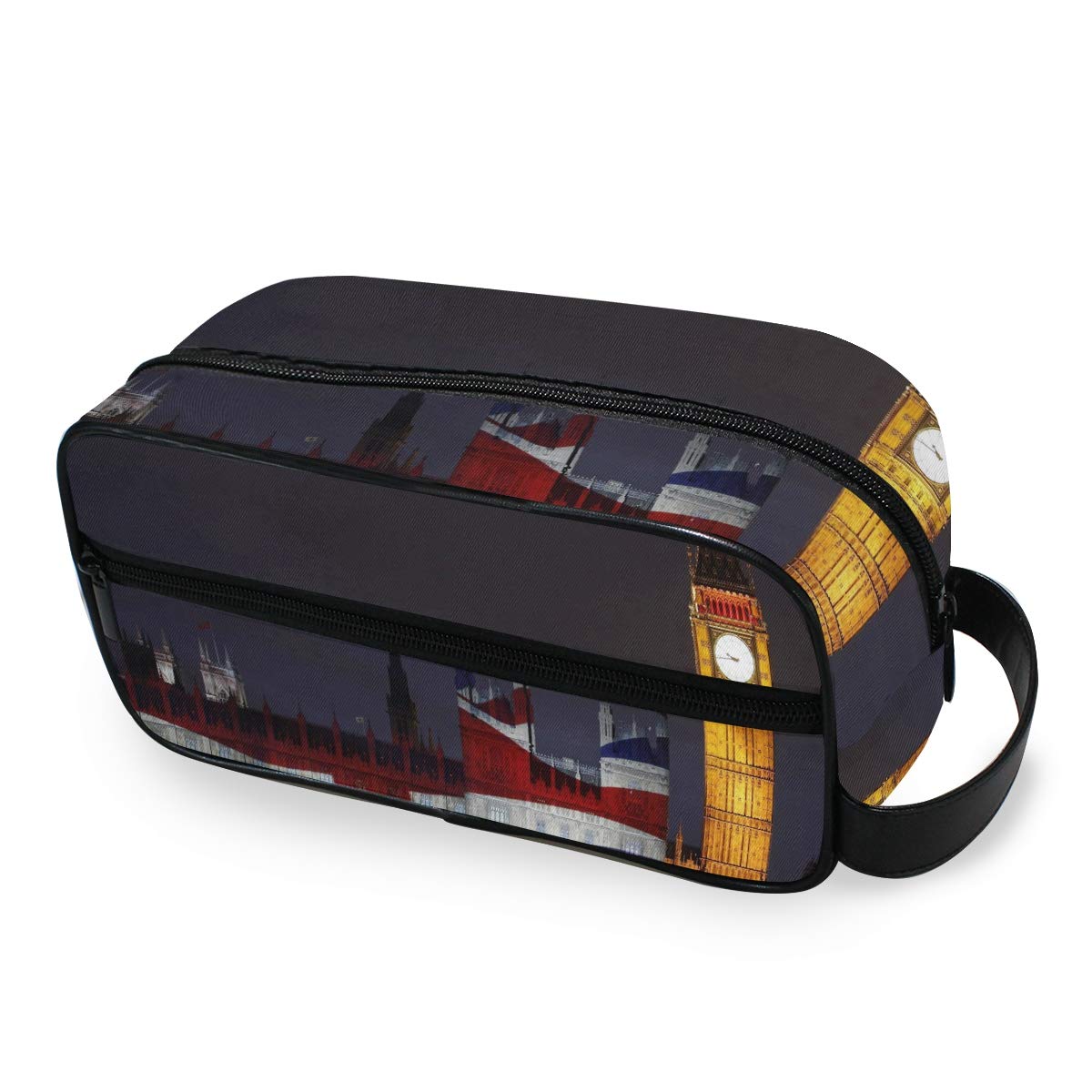 Portable Travel Toiletry Bag,London Big Ben Union Jack Cosmetic Organizer for Men Women Multifunctional Bathroom Shower Shaving Bags