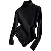 Verdusa Women's Old Money Fringe Cozy Sweaters Asymmetrical Elegant Knit Pullover Tops Fall Outfits