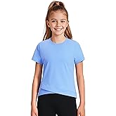 JOCMIC Girls Athletic Shirts Short Sleeve, Quick Dry Tshirt Fitted Tops for Cheer Dance Tennis