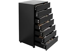 Our Modern Space 7-Drawer Office Cabinet Desk Drawer with Wheels - Desk Storage Vertical Organizer or File Cabinet - Perfect for Office Bedroom Home Office Dorm Printer