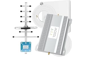 JACOOL Cell Phone Signal Booster for Home Office | Boost 4G 5G LTE Signal Verizon and AT&T on Band 12/13/17 | Dual Band Cellular Repeater with High Gain Antennas Cover 5000 sq ft | FCC Approved
