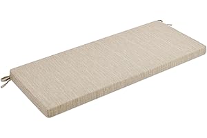 baibu 36 Inch Non-Slip Indoor Outdoor Bench Cushion with Ties, Classic Solid Color Rectangle Bench Seat Cushion Standard Size Foam Pad with Machine Washable Cover (Beige, 36x15x1.5in)