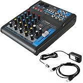 Pyle Professional Audio Mixer Sound Board Console System Interface 4 Channel Digital USB Bluetooth MP3 Computer Input 48V Pha