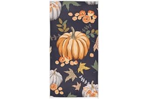 DOMIKING Guest Hand Towels for Bathroom - Autumn Orange Pumpkins Thanksgiving Day Decorative Fingertip Towels for Hotel Kitchen Spa Gym Yoga, 15 x 30 inches