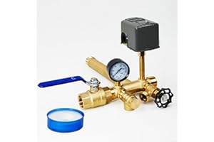 ZHENX 1“ x 11” Water Well Pressure Tank Tee Kit (Upgrade) with 40/60psi Pressure Switch, Fitting for Well Pressure Tank with Diameters up to 16”. Pressure Tank Mounting Kit Made of Brass for Stable Pressure
