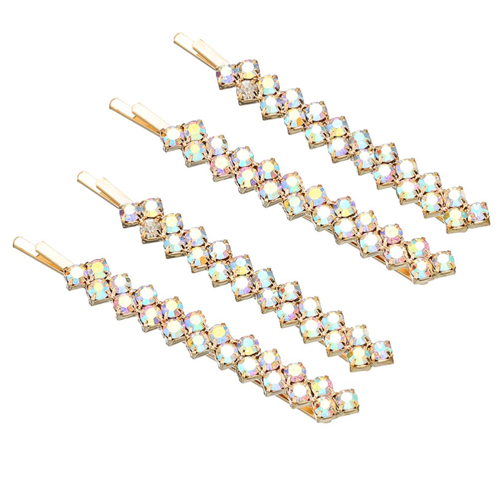 FRCOLOR 2 Pairs Rhinestone Bobby Pin,Bling Crystal Metal Hair Clips Sparkly Hairpins Hair Accessories for Lady Women Girls