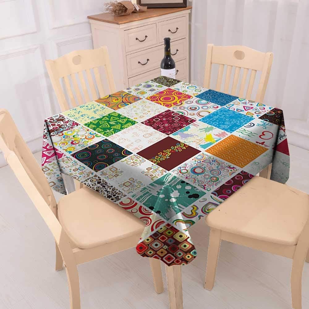 Amazon レトロジャカードテーブルクロス 抽象的なイラスト 手描き 羽根 クラウンヴィンテージスタイル 車 鳥 星 正方形 テーブルクロス レッド ベビーブルー W 54 X L 54 テーブルクロス オンライン通販