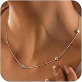 CUEZIY Valentines Day Gifts for Women Her - Dainty Necklaces for Women Cute Station Choker Simulated Diamond Necklace Simple Layering CZ Necklace Trendy Jewelry Gifts