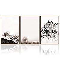 3 Piece Framed Canvas Wall Art Black and White Zebras Canvas Prints Home Artwork Decoration for Living Room,Bedroom - 16