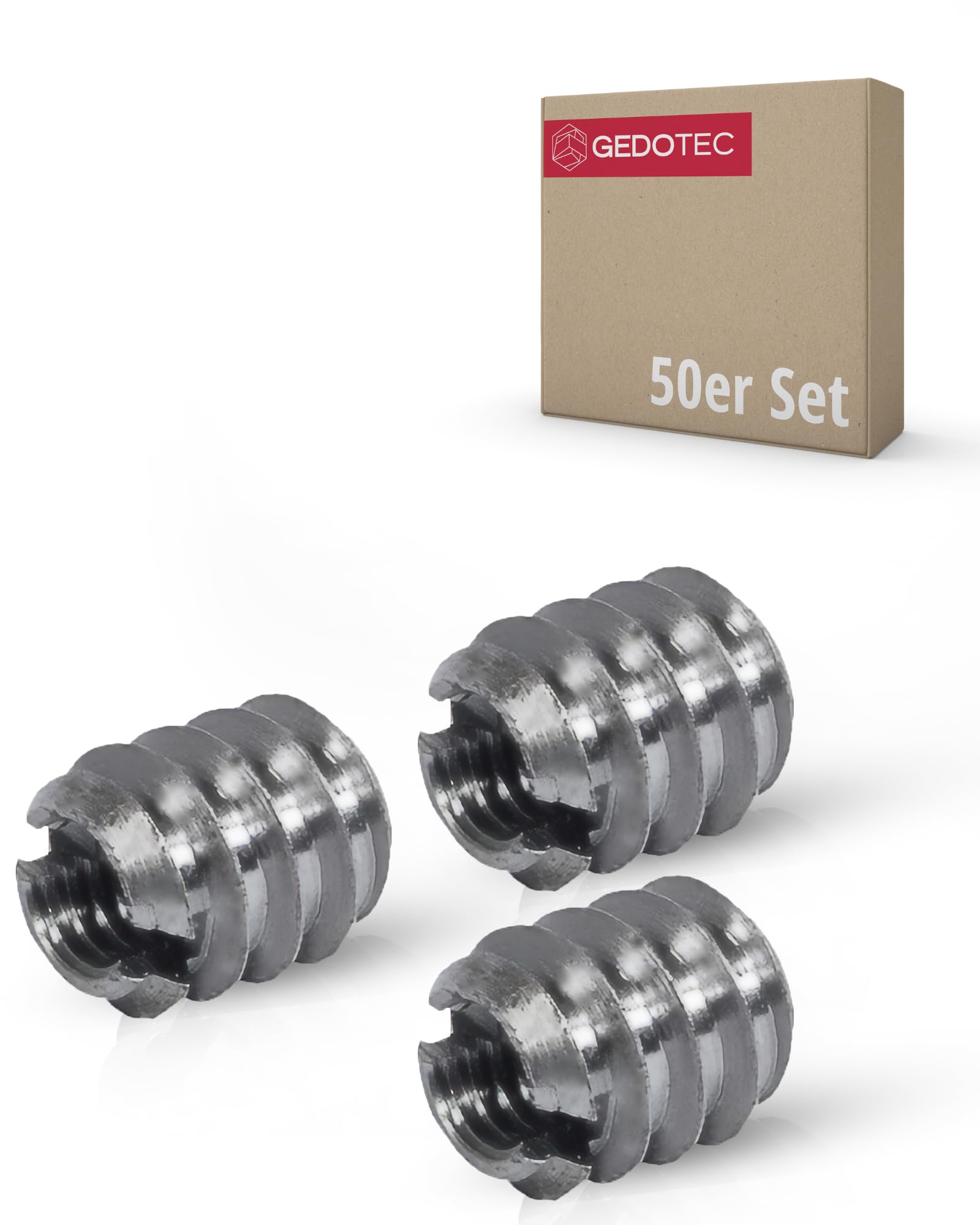 Gedotec Screw-in Sleeve M4 Thread Screw Socket Metal with Screw Slot M4 x 8 mm Screw Nut Galvanised Steel Pack of 50