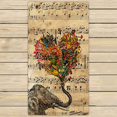 Custom Music Note and Elephant with Colorful Paisley Heart Towels,Beach Bath Pool Sprot Travel Hand Spa Towel Size 30x56 inches