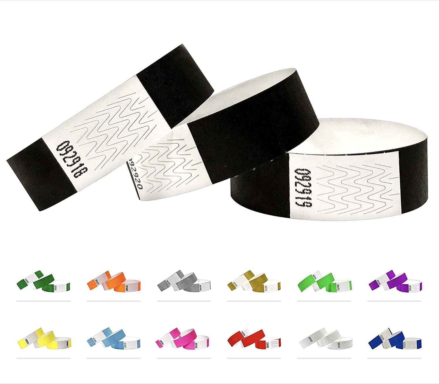 Tyvek Wristbands - 500 Pack - 3/4" Tyvek Wristbands for Events (Black)