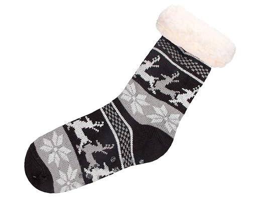 Alsino 1 Paar Norweger Hüttensocken Herren Größe 39-44 mit Teddyfell Innenfutter und Antirutschsohle Herrensocken