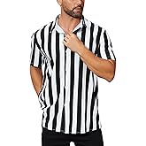 OLEMEK Men's Casual Shirts Short Sleeve Button Down Shirt Summer Beach Hawaiian Striped Shirt