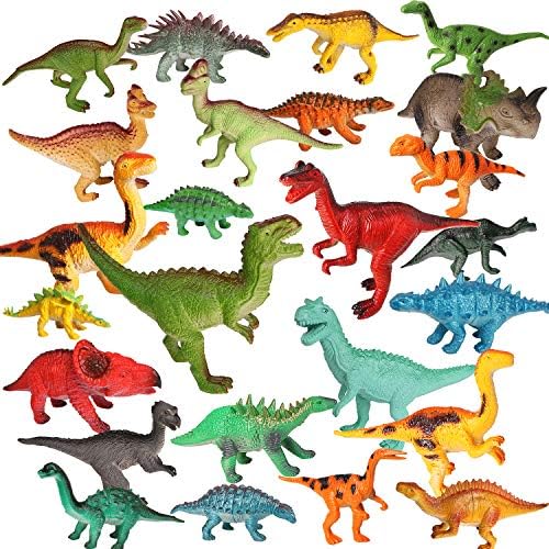 SANLINKEE Dinosaur Figures Kids Toy Set, 24 pcs Dinosaur Figure Toys Realistic Dinosaur Figures Plastic Dinosaur Playset Dinosaur Toys Set for Kids Realistic Toy Dinosaur Playset for Kids 3 - 8 Age