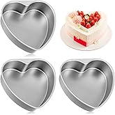 Nodaaiie 3 Pcs Heart Shaped Cake Pan, 8 Inch Aluminum Baking Tin for Valentine's Weddings Birthday Party and Baking Silver