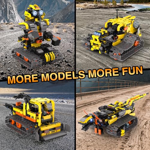 Technic Robot Building Sets, 688PCS 5-IN-1 RC Robot and Car, Remote and App Controlled Building Kit, Rechargeable RC Building Block, Engineering Kits Toys Gifts for Teen Boys Age 8-12 13 14 15+