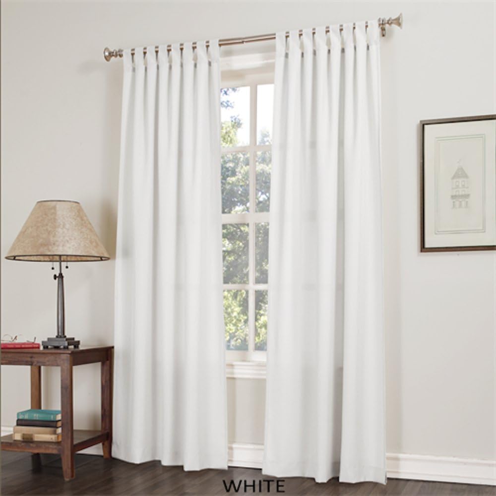 Amazon Com Jacob Basic Solid Tab Top Curtain Panel White 40 W X