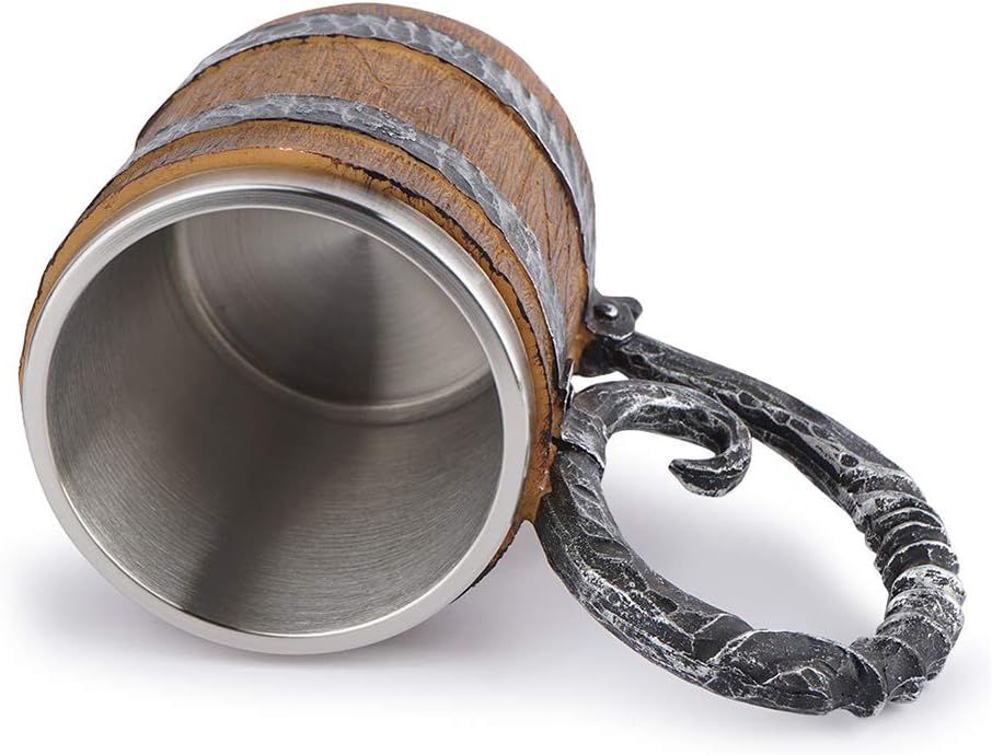 Wood Imitation Barrel Beer Mug, 20oz Pirate Viking Cup Medieval Tavern Wood Tankard for Bar Restaurant Home Decor - Image 5
