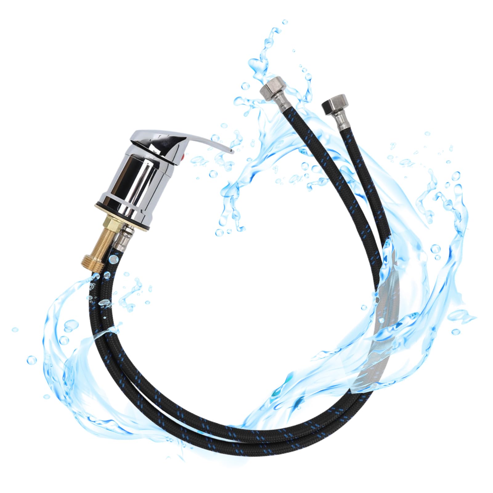 Sonew Salon Shampoo Basin Faucet, Metal Mixing Valve Professional Shampoo Bowl Faucet Hose Sink Tap Set for Barber Salon