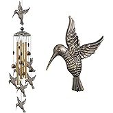 Large Hummingbird Wind Chimes Outdoor Indoor Decor -With 4 Tubes 6 Bells 7 Hummingbirds, Mobile Wind Catcher, Hummingbird Wind Bell for Home, Xmas Mom Gifts, Festival, Balcony, Tree, Garden Decoration