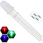 EDGELEC 100pcs 5mm RGB Tri-Color (Red Green Blue Multicolor) 4Pin LED Diodes Common Cathode Diffused Round Lens 29mm Long Lea