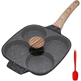 Bobikuke 4-Cup Egg Pan Nonstick, Egg Frying Pan with Lid Pancake Pan-Black | Omelet Pan Induction Compatible for Breakfast