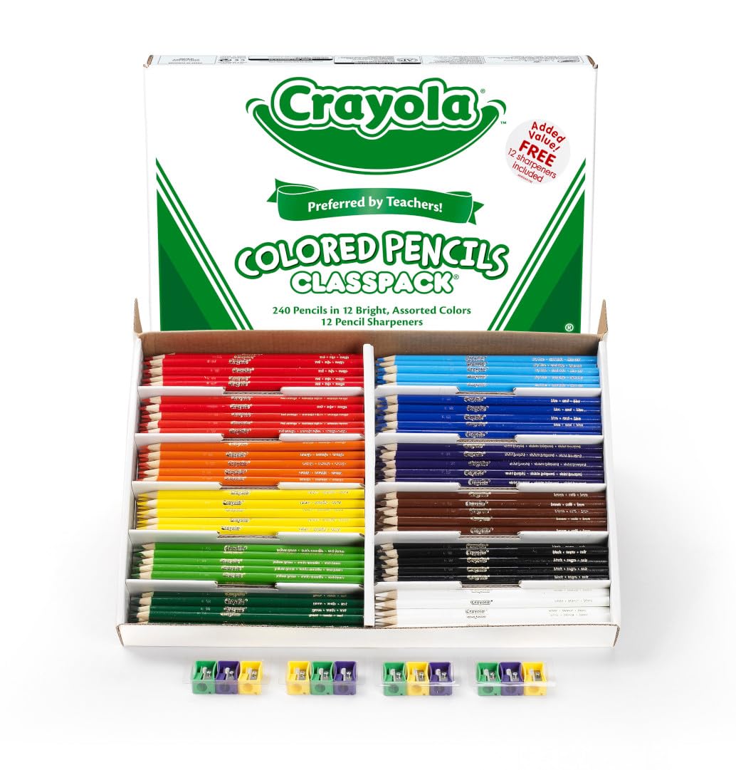 Crayola Colored Pencils Classpack (240 Ct), Bulk Classroom Supplies, Colored Pencils for School, 12 Assorted Colors, Nontoxic