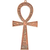 NileCart 7 in. large metal Egyptian ANKH Cross Made in Egypt with an ancient Egyptian hieroglyphic symbols on both sides (Antique Copper Tone)