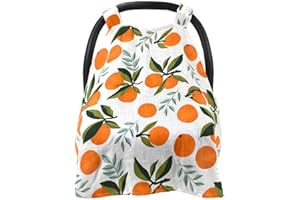 Infant Car Seat Canopy, 3 in 1 Breathable Cotton Muslin Gauze Nursing Cover Breastfeeding Scarf Animal Flower Pattern Strolle