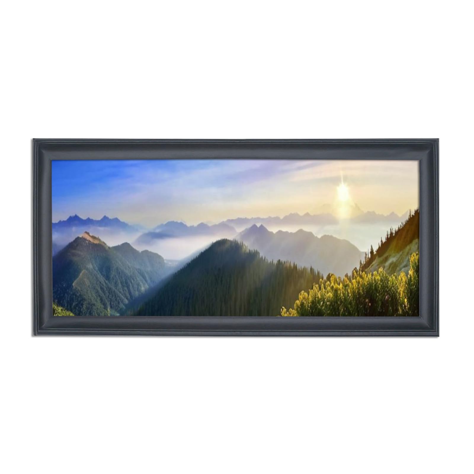 Photo 1 of 15x29 inch Picture Frame Solid Wood Black Panoramic Photo Frame,Suitable for Poster/Painting/Group Photo/Puzzle (A23B1529)