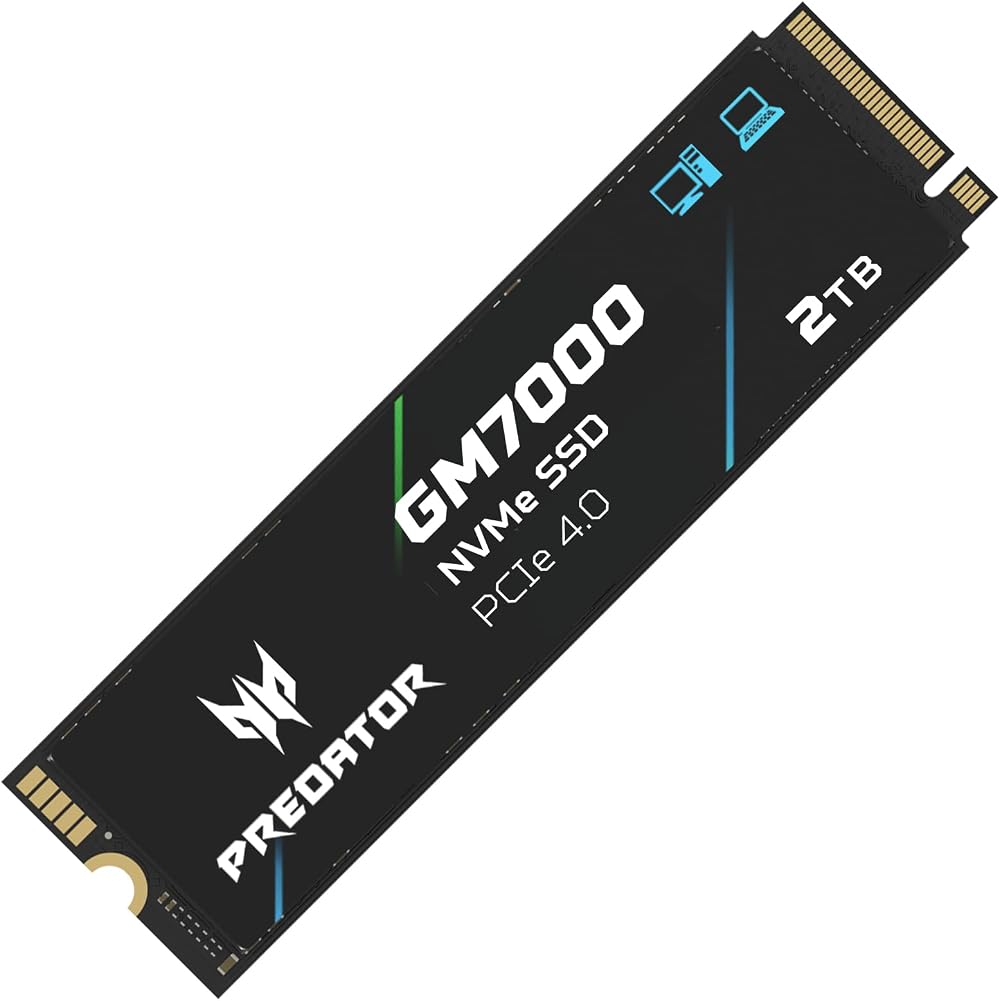 Acer Predator GM7000 2TB NVMe PCIe 4.0 M.2 SSD 7400 MB/s DRAM Cache