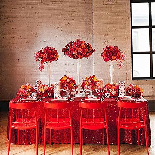 Christmas Red Sequin Sparkle Tablecloth,Sequin Rectangular Table Cloth For Wedding Party