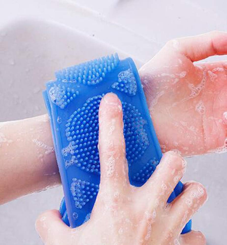 QIXIN Silicone Bath Brush, Long Brush (with Hair), Back Brush, Bath Brush, Bath Towel, Shower Gel Brush (Yellow): Kitchen & Dining