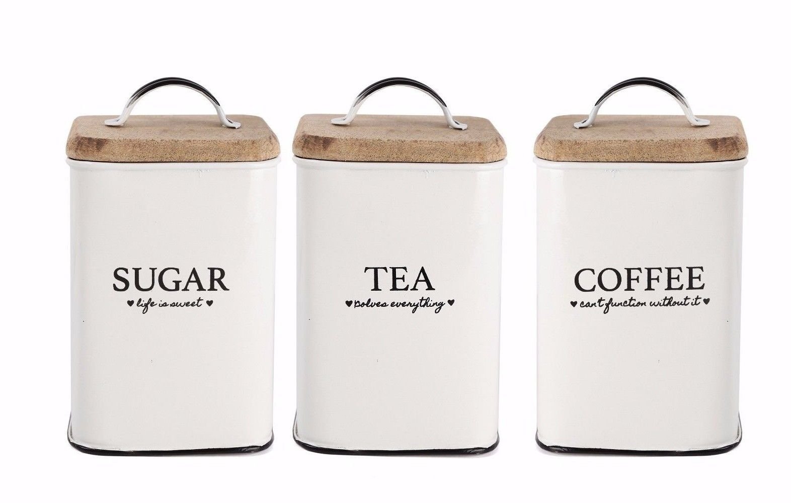 wooden tea and coffee canisters