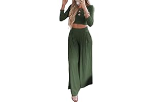 BTFBM Women's Two Piece Lounge Set Long Sleeve Bodycon Ribbed Knit Crop Top Loose Wide Leg Pant Casual Outfits Sweatsuit