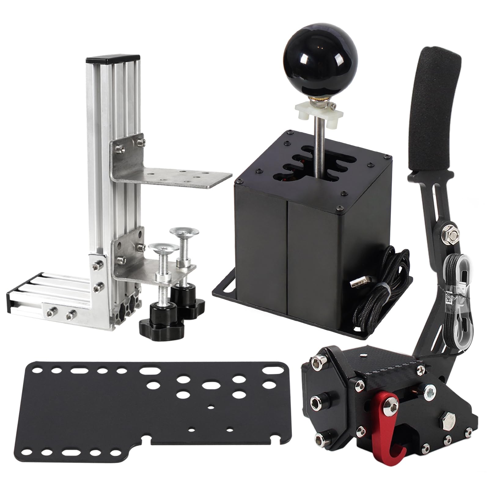 Dexepe PC USB Simulator Shifter Freno de mano de 64 bits con abrazadera en forma de L Kit de palanca compatible con ATS ETS Dust WRC Sim Racing Games Compatible con G29 G27 G25 G920 T300RS/GT Volante secuencial H