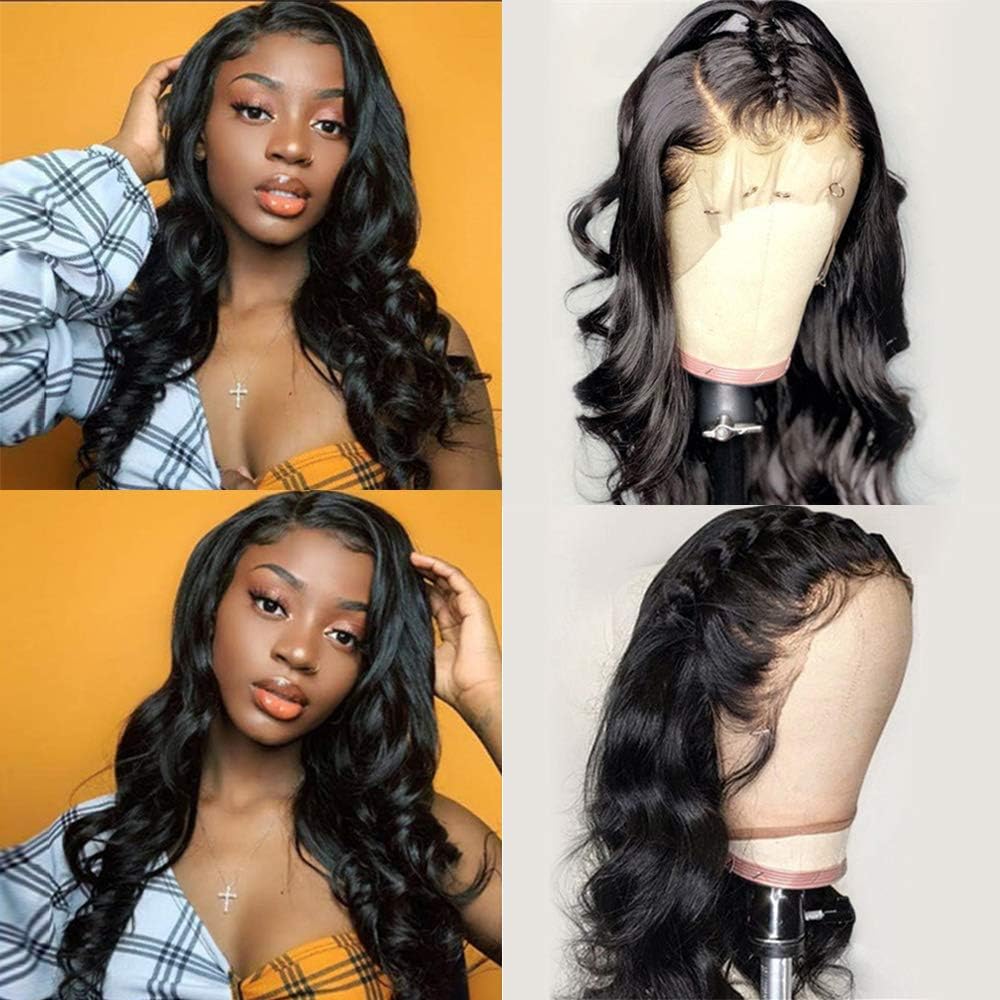 Brazilian Virgin Human Hair Wigs for Black Women Body Wave Lace Front Wig with Baby Hair Glueless Human Hair Lace Frontal Wig Pre Plucked Body Wave Wigs 9A Grade Remy Hair Wigs Short Lace Front Wig
