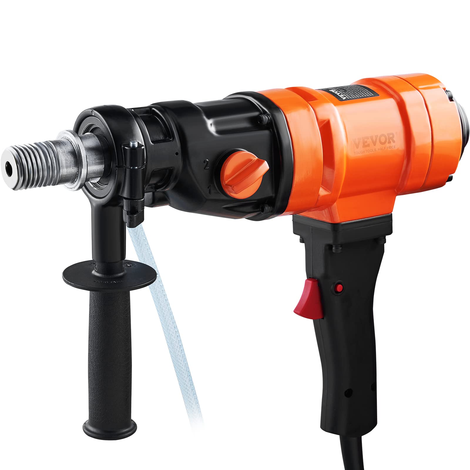 VEVOR Diamond Core Drilling Machine, 4in Handheld Wet Concrete Core Drill Rig, 1100-2400RPM Two Speed & 1-1/4