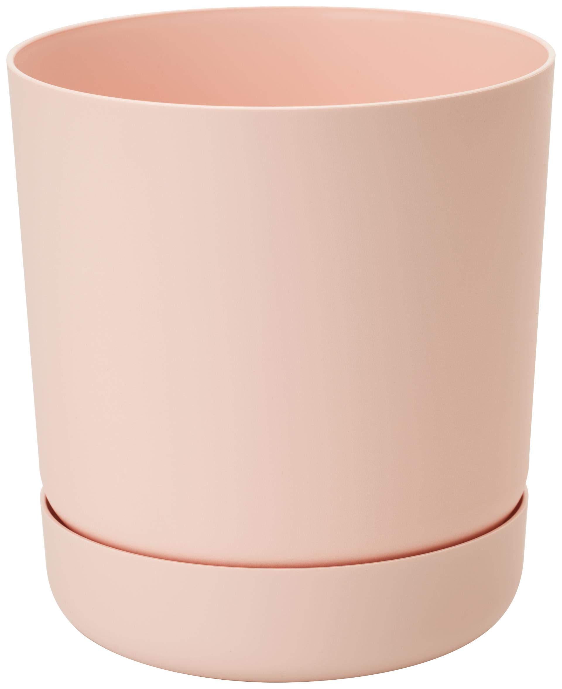 Home Garden Ornaments – Plant Pots Indoor, Plastic Outdoor Planter with Drainage & Saucer, Classy Flower Pot (15 cm / 5.9 inch, Pink)