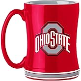 Logo Brands NCAA Ohio State Buckeyes 14oz Ceramic Relief Coffee Mug - Officially Licensed Mug, Sculpted 3D Logo and Team Colors – Comfortable Handle and Glossy Finish for College Sports Fans
