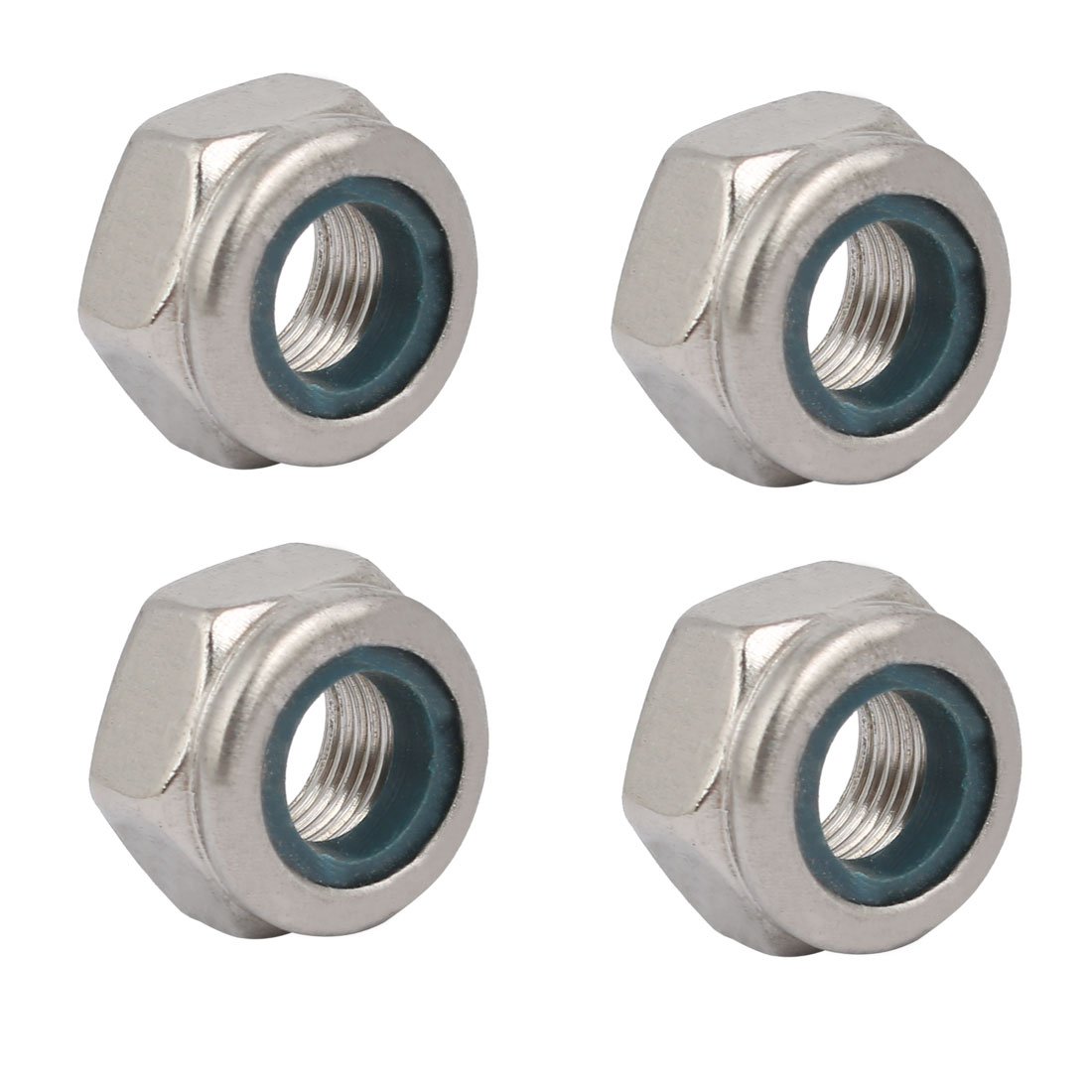 Sourcingmap 4pcs M10 x 1mm Pitch Metric Fine Thread 304 Stainless Steel Hex Lock Nuts