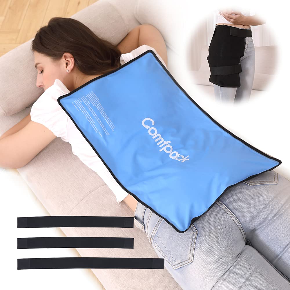 Photo 1 of Comfpack XL Ice Pack for Injuries Reusable, Flexible Hot Cold Pack 21.7 x 13 with 3 Straps for Full Back, Shoulder, Knee, Cold Pack Pain Relief for Swelling, Bruises, Muscle Pain, Inflammation