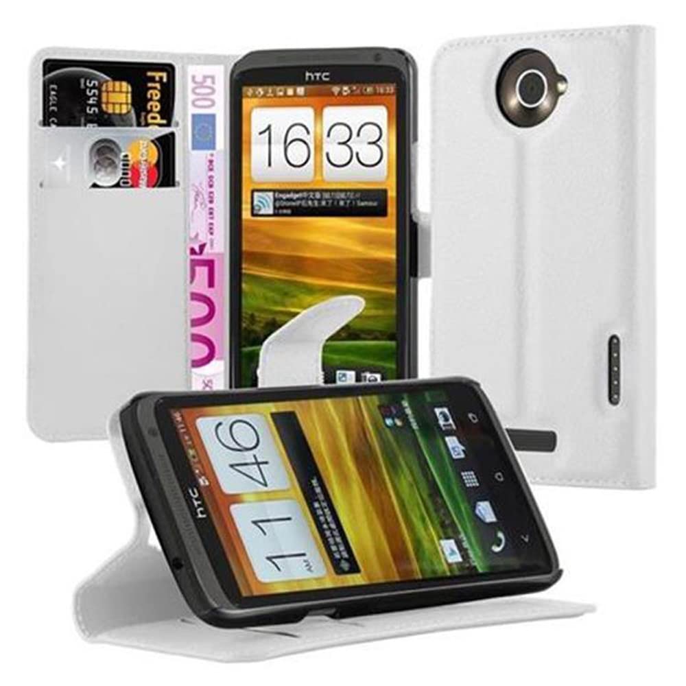 cadorabo Book Case works with HTC ONE X/X+ in SNOW WHITE - with Magnetic Closure, Stand Function and Card Slot - Wallet Etui Cover Pouch PU Leather Flip