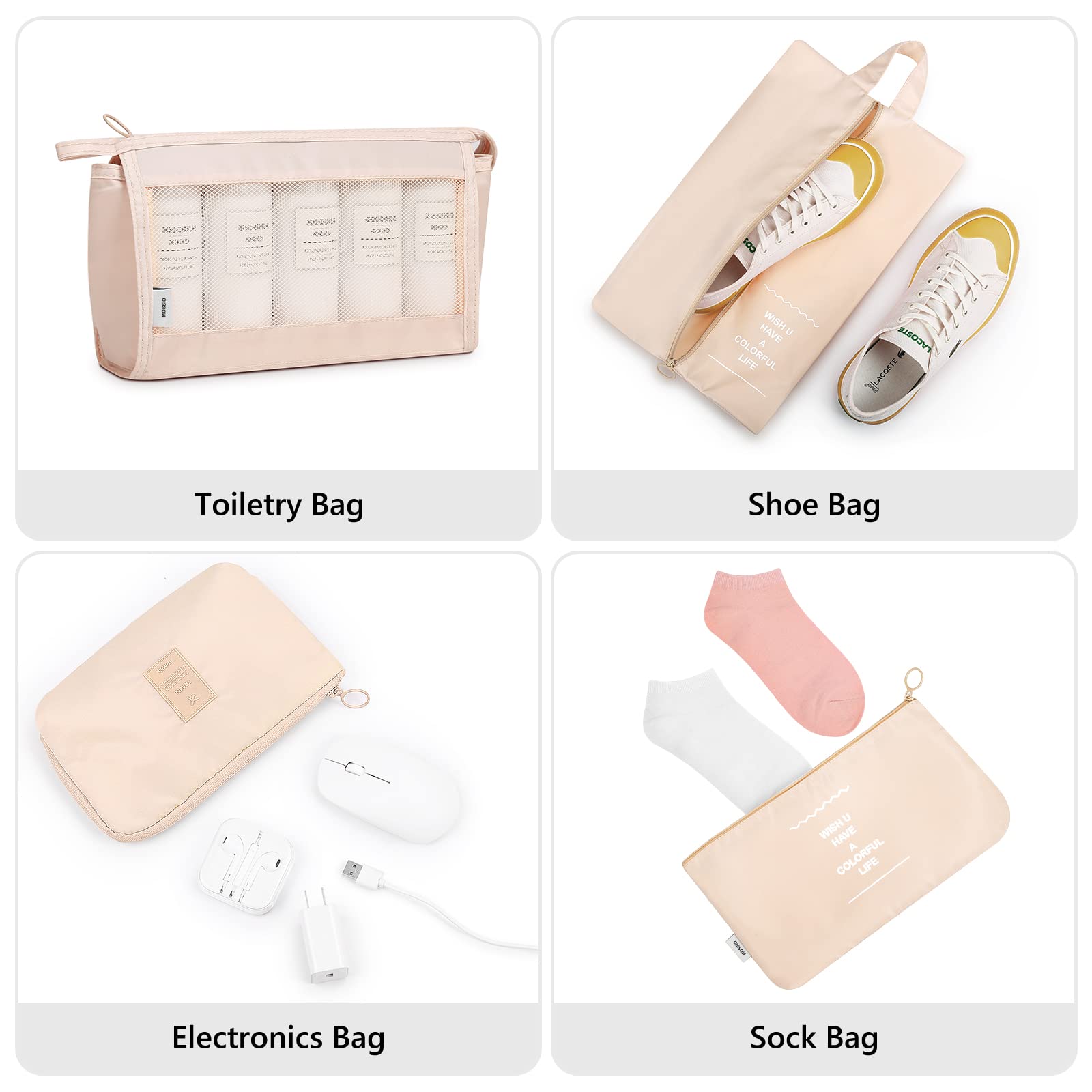 Mossio 9 Set Packing Cubes with Shoe Bag & Electronics Bag - Luggage Organizers Suitcase Travel Accessories